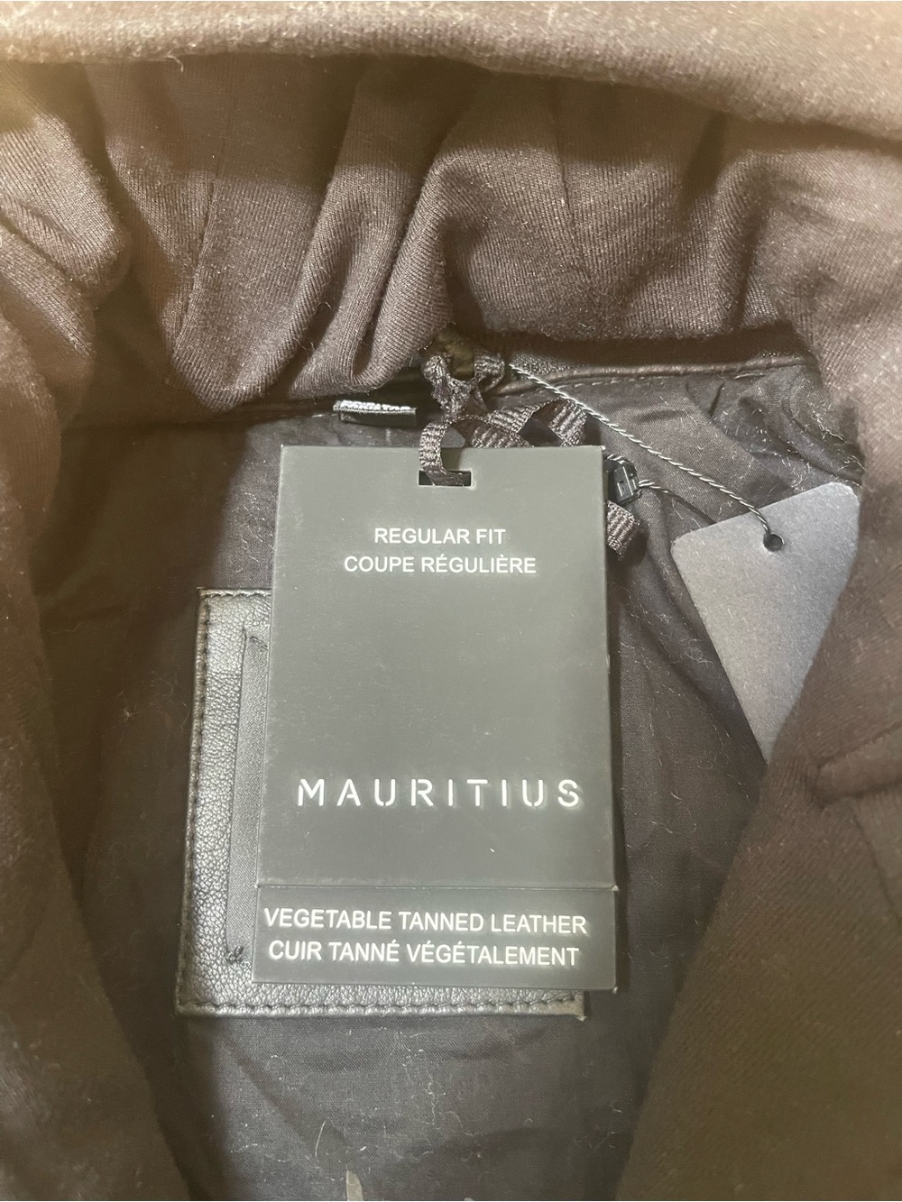 Mauritius Brand- Black Leather Zip-Front Jacket with Black Hooded Insert - Picture 9 of 9